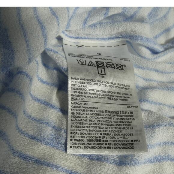 Gap Women's Medium Blouse Striped 1/4 Button Up Front Beachy Lightweight - Picture 9 of 9